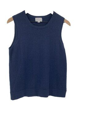 Pure Collection 100% Cashmere Sleeveless Sweater Navy Women's 8/10 Luxury knit